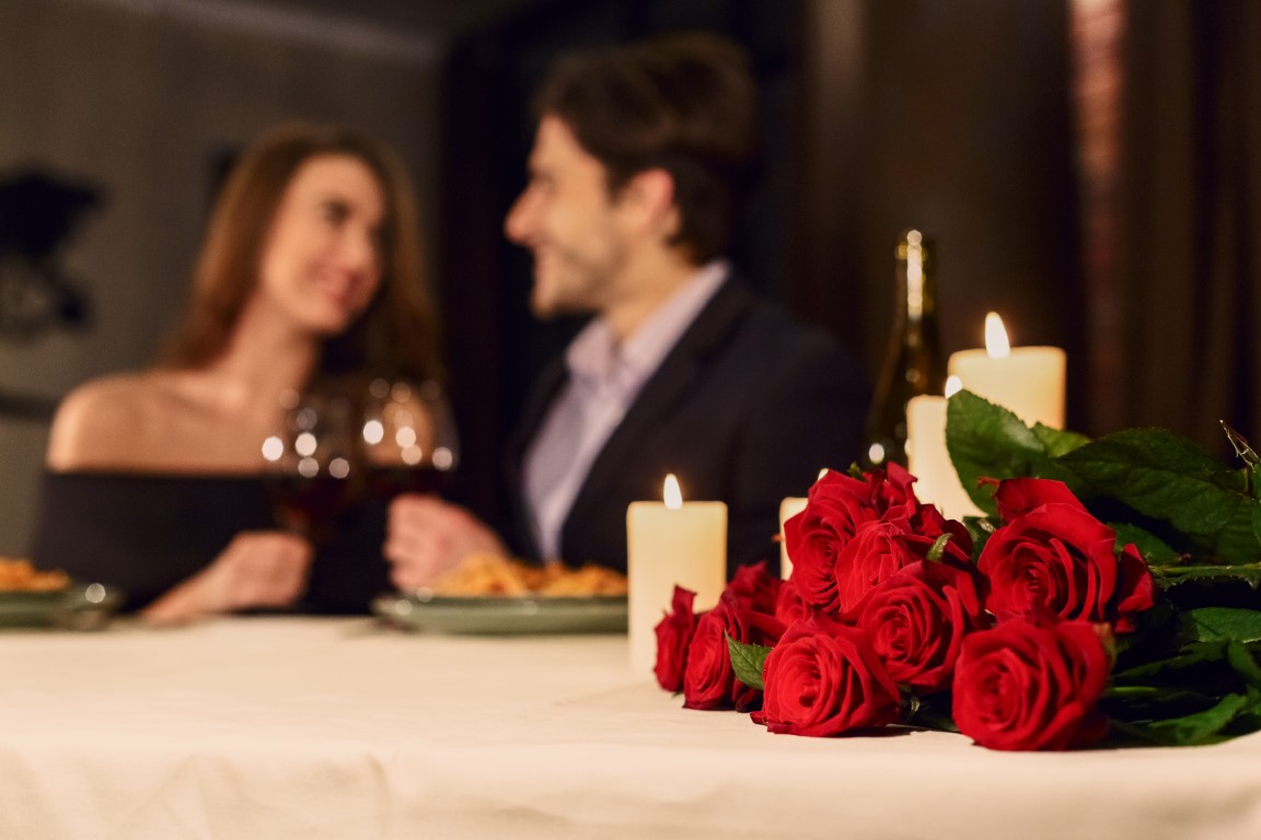 Romantic dinner for couple, booking concept
